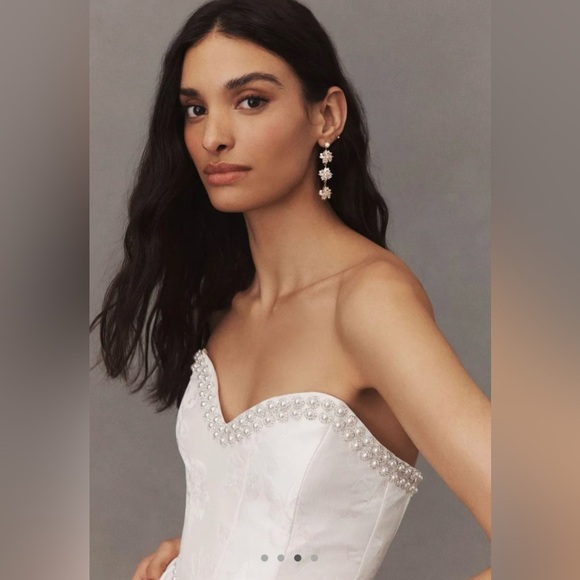 V. Chapman Lucia Strapless Pearl-Embellished A-Line Midi Dress - Picture 2 of 4